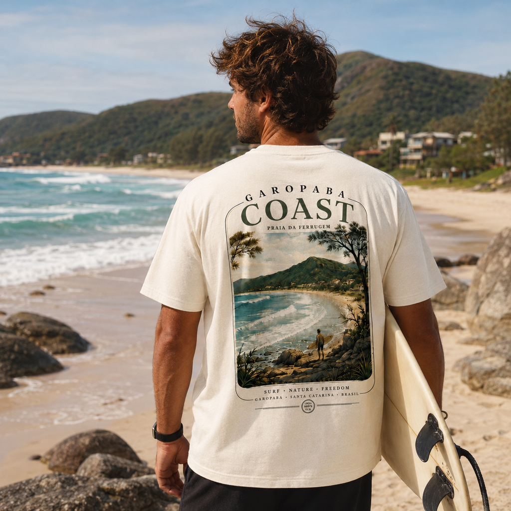 Camiseta Oversized Garopaba Coast – Praia da Ferrugem | Off White