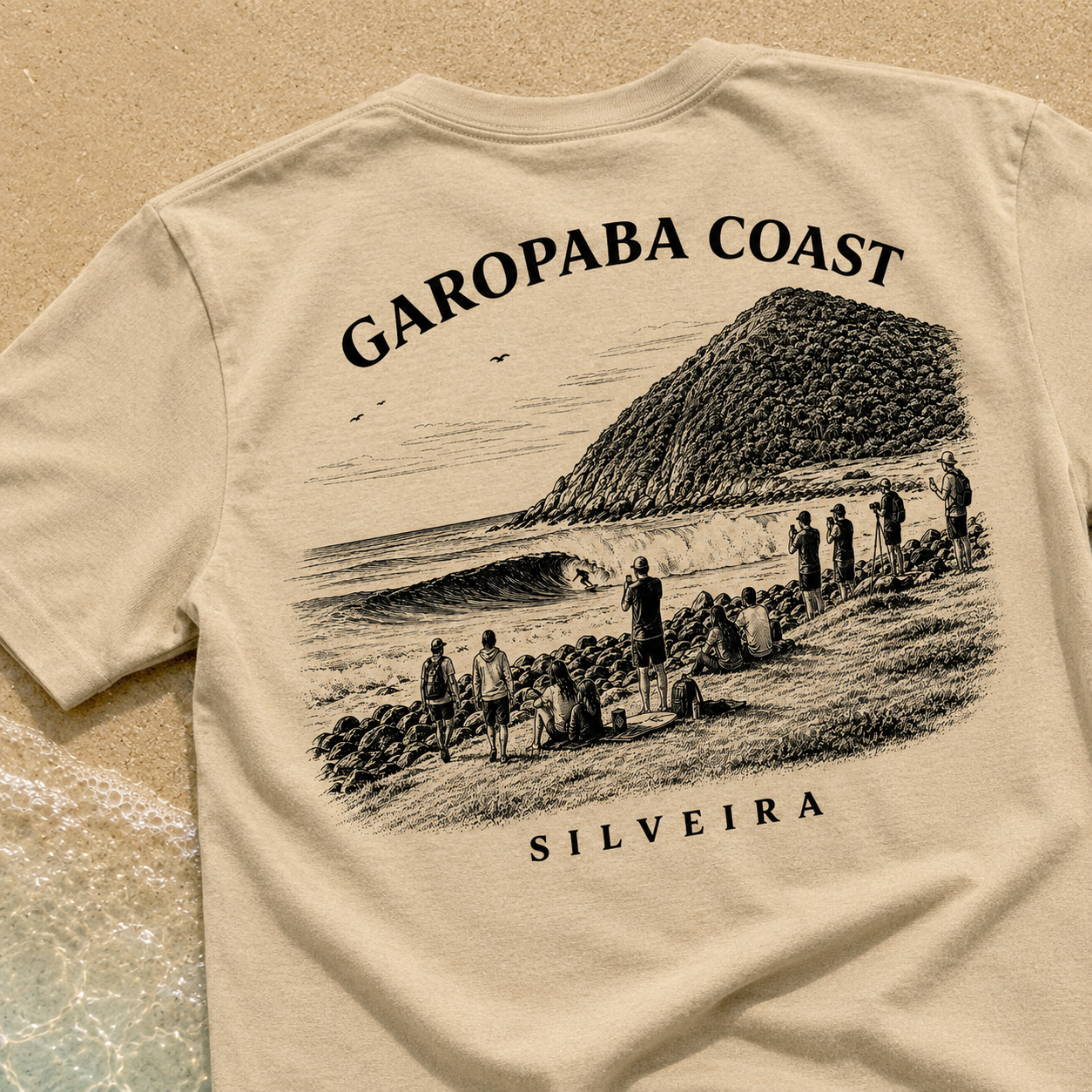 Camiseta Oversized Garopaba Coast – Praia da Silveira | Off White/ Bage