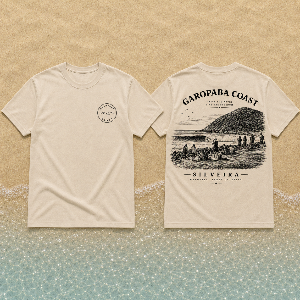 Camiseta Oversized Garopaba Coast – Praia da Silveira | Off White/ Bage