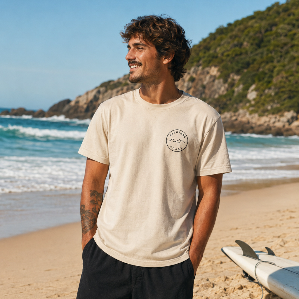 Camiseta Oversized Garopaba Coast – Praia da Silveira | Off White/ Bage